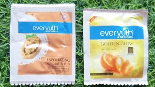 Everyuth Goldan Glow peel off mask Review n Demo peel of mask Everyuth face scrub [upl. by Elaynad226]