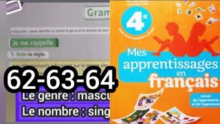 mes apprentissages en français 4AP page 62 63 64 grammaire conjugaison orthographe production écrite [upl. by Amandy]