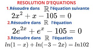 EQUATIONS COMPORTANT LE LOGARITHME ET LEXPONENTIELLE NEPERIENS [upl. by Hanzelin]