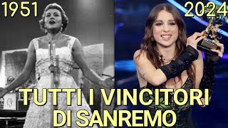 TUTTI I VINCITORI DEL FESTIVAL DI SANREMO DAL 1951 AL 2024  Angelina Mango La Noia e Mengoni 2023 [upl. by Nnahs974]