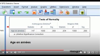 SPSS  Normality Tests Test de Normalité KolmogorovSmirnov ShapiroWilk [upl. by Binette]