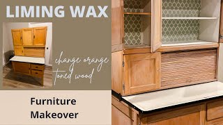 Liming Wax on Hoosier Cabinet to remove orange tint  stencil inside with paint [upl. by Ivey]