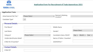 TATA Apprentice Form Fill Up 2021  TISCO Apprentice Form Fill Up 2021  TATA Steel Apprentice 2021 [upl. by Marlyn]