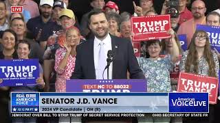 JD VANCE DELIVERS REMARKS IN RALEIGH NC 91824 [upl. by Siuqram]