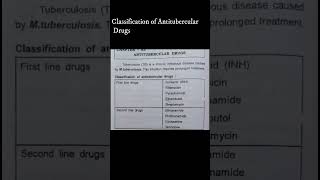 Classification of Antitubercular drugs shorts shortvideo shortsvideo drugclassification [upl. by Cartwell318]