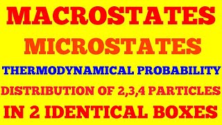 MICROSTATES MACROSTATES AND THERMODYNAMICAL PROBABILITY  DISTRIBUTION OF PARITICLES IN 2 BOXES [upl. by Chong]