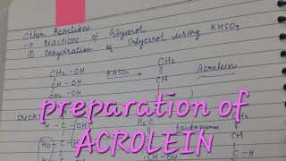 PREPARATION OF ACROLEIN  organic chemistry  jee 5 min concept [upl. by Vel]