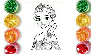 Drawing and coloring Elsa frozen from Disney frozen cute Elsa frozen drawing Lets Draw together [upl. by Chaffinch552]