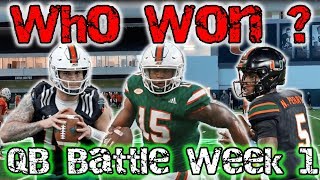 Miami Hurricanes  QB Battle Week 1 [upl. by Sammons]