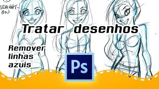 Tratar Desenhos Scaneados e Remover Linhas Azuis no Photoshop em português [upl. by Amsirahc762]