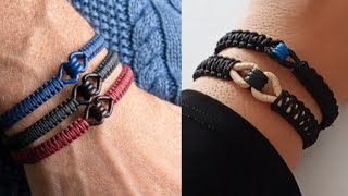 👉 TUTORIAL Pulseras para hombre con hilo chino y cordón piel o cuero pulseras cuero hilo hombres [upl. by Aztiley]