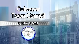 Culpeper Town Council  October 8 2024 [upl. by Kolodgie522]