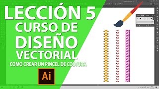 Como crear pinceles para simular una costura en ILLUSTRATOR lección 5 curso de illustrator [upl. by Slrahc]