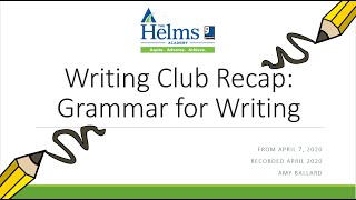 Writing Club Recap 3 Grammar for Writing  HiSET and GED Language Arts Prep [upl. by Korwun]