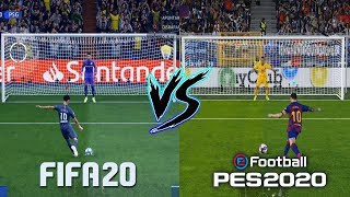 FIFA 20 vs PES 2020 GAMEPLAY COMPARISON Graphics Penalties Free Kicks Faces [upl. by Marian943]