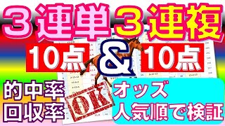 【競馬検証】3連単＆3連複 各10点 オッズの人気順で検証 [upl. by Josselyn]