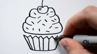 How to Draw a Cartoon Cupcake [upl. by Solomon]