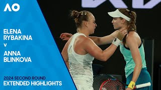 Elena Rybakina v Anna Blinkova Extended Highlights  Australian Open 2024 Second Round [upl. by Bernhard789]