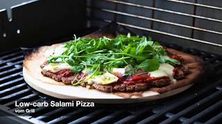 REZEPT Low carb Salami Pizza mit Karfiol Boden glutenfrei [upl. by Aizirtap]