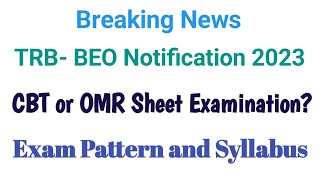 TRB BEO EXAM  Exam patternSyllabus  Qualification  OMR Sheet EXAM [upl. by Frederica]