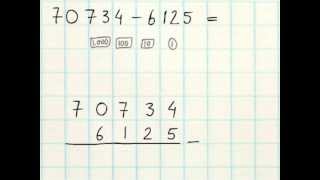 Aftrekken 6  Aftrekken onder elkaar met meerdere keren lenen [upl. by Inat]