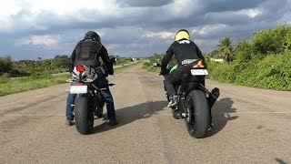 DAYTONA 675R vs ZX6R QUARTER MILE DRAG  WHO IS FASTER [upl. by Rustice32]