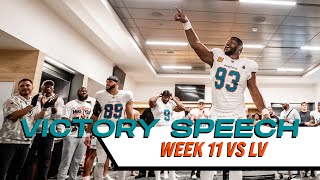 Listen in on the VICTORY SPEECH from Mike McDaniel and Calais Campbell l Miami Dolphins [upl. by Yerac198]