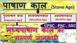 Mesolithic age in Hindi मध्यपाषाण काल  prehistory period of India  ancient history  stone age [upl. by Errised95]