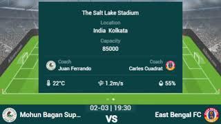 MOHUN BAGAN SUPERGIANTS VS EAST BENGAL FC  ISL 2024 TODAY MATCH LIVE  MBSG VS EBFC LIVE MATCH [upl. by Animehliw]