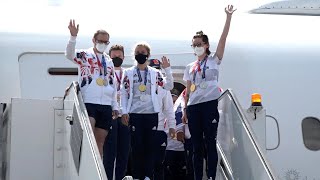 Incredible scenes as Team GB athletes return to the UK [upl. by Barraza]