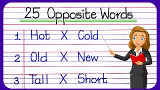 Opposite Words  25 Opposite Words  Opposite Word  Opposite words in English  अपोजिट वर्डस [upl. by Merralee]