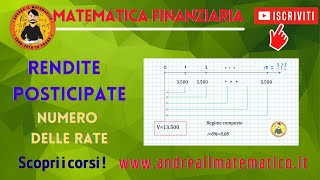 RENDITA POSTICIPATA  Calcolo NUMERO DI RATE  Matematica finanziaria [upl. by Fries211]