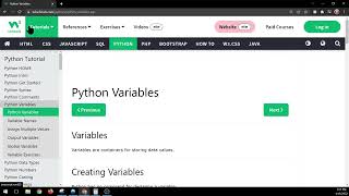 W3schools Python Variables [upl. by Ellison]