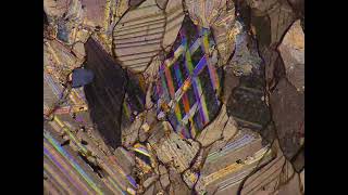 Twinned calcite grain in thin section [upl. by Nad795]