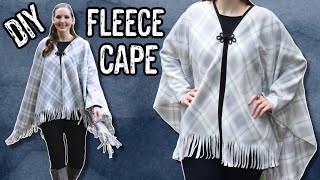 DIY Fleece CapePoncho  How to Make a Poncho without a Pattern  Easy Sewing Projects for Beginners [upl. by Nedak915]