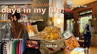 cozy fall vlog 🍂🕯️ browsing bookstores closet clean out baking yoga reading iron flame 📖 [upl. by Isleana]