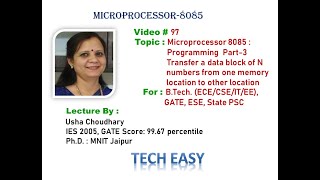 Video  97 Microprocessor 8085 Programming Part3 Transfer data block from one location to another [upl. by Bathilda106]