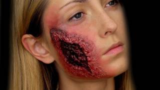 Open Wound and Burned Face Makeup Tutorial [upl. by Dnomal]