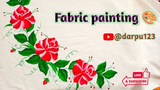 Rose flower painting on cloth🌹ll Rose flower fabric painting 🎨 ll painting art art [upl. by Occir550]