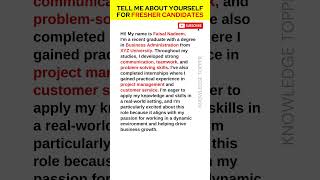 Tell Me About Yourself Interview Answer for Freshers [upl. by Etka]