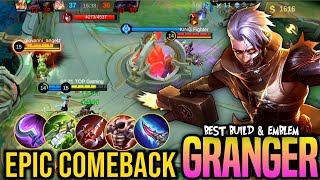 EPIC Comeback GRANGER BEST BUILD amp EMBLEM FOR SOLO RANK  BUILD TOP 1 GLOBAL GRANGER  MLBB [upl. by Aisatan]