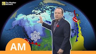 Chilly Rainy Weekend Ahead For Much of Canada  WeatherAM [upl. by Merp]