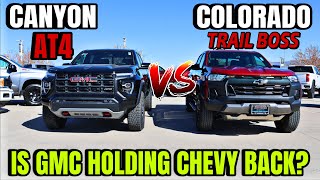 2024 GMC Canyon AT4 VS Chevy Colorado Trail Boss This Was Closer Than I Expected [upl. by Ahsenhoj837]