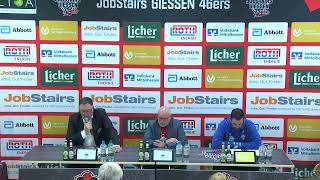 46ersTV Pressekonferenz JobStairs GIESSEN 46ers vs PS Karlsruhe Lions [upl. by Sokram452]