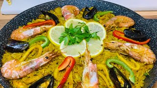 Recette paella espagnole a ma facon البايلا الاسبانية باللمسة المغربية [upl. by Tinya806]