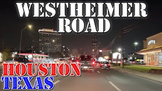 Westheimer Road  Houston  Texas  4K Street Drive at Night [upl. by Domash]