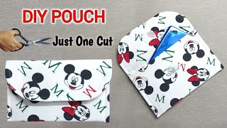 How To Make NonZippered Flat Pouch  Easy Sewing Tutorial  Diy  Beginner Friendly  Pouch Bag [upl. by Launame]