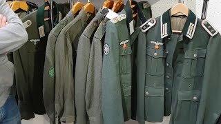 Nazi WW2 uniform and headgear on Kassel military antiques show18 [upl. by Wendt430]