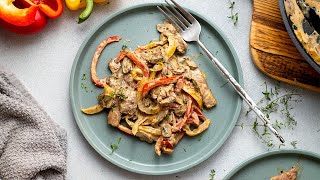 Keto Steak Stirfry Recipe with Creamy Asiago Sauce [upl. by Atyekram744]