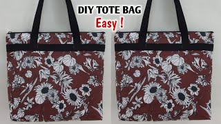 DIY TOTE BAG  Lined and Zippered Handbag  Cloth bag Easy Sewing Tutorial  Shopping bag tutorial [upl. by Ateinotna]